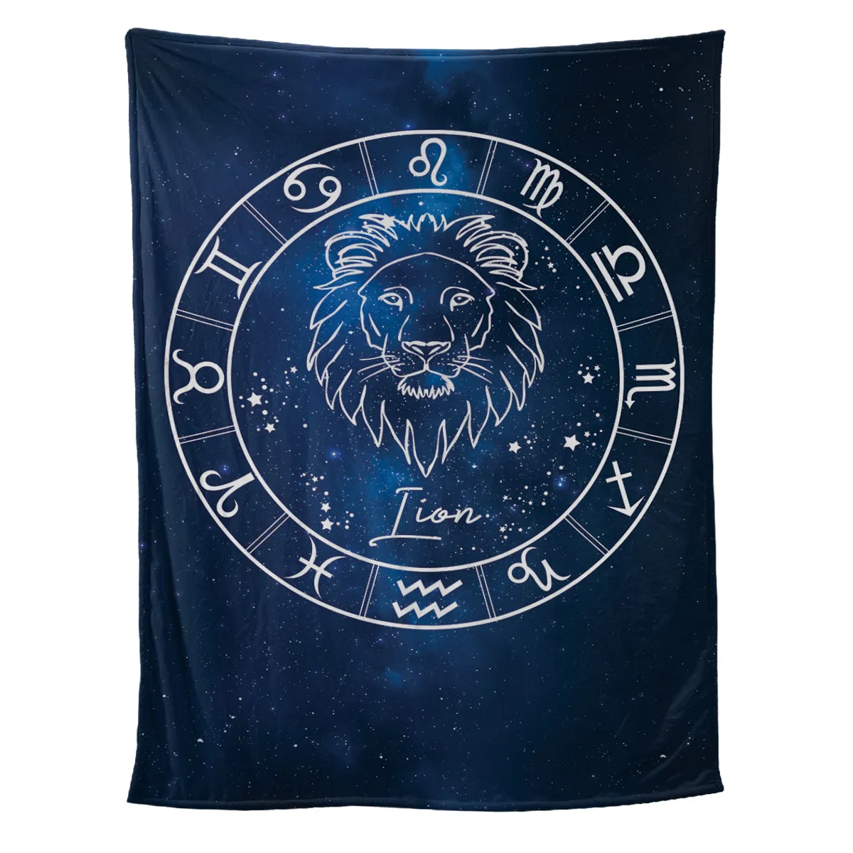 Teesdily | Lion Personalized Fleece Blanket With Name Horoscope Design Sherpa Blanket Zodiac Sign Constellation Astrology Adult Kid Birthday Gifts