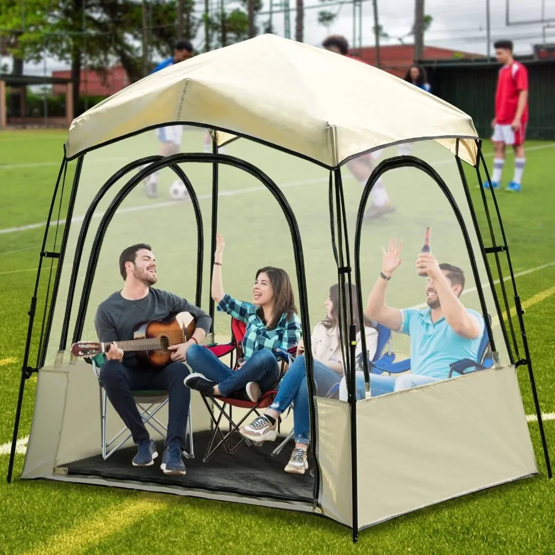 versatile Sport Tent with Removable Top Cover and Sealed Floor, Instant Pop-Up Tent Shelter Weather Proof Pod, Outdoor Bubble Tent Screen House Room with Mesh Windows (Mesh, 1-2 People)