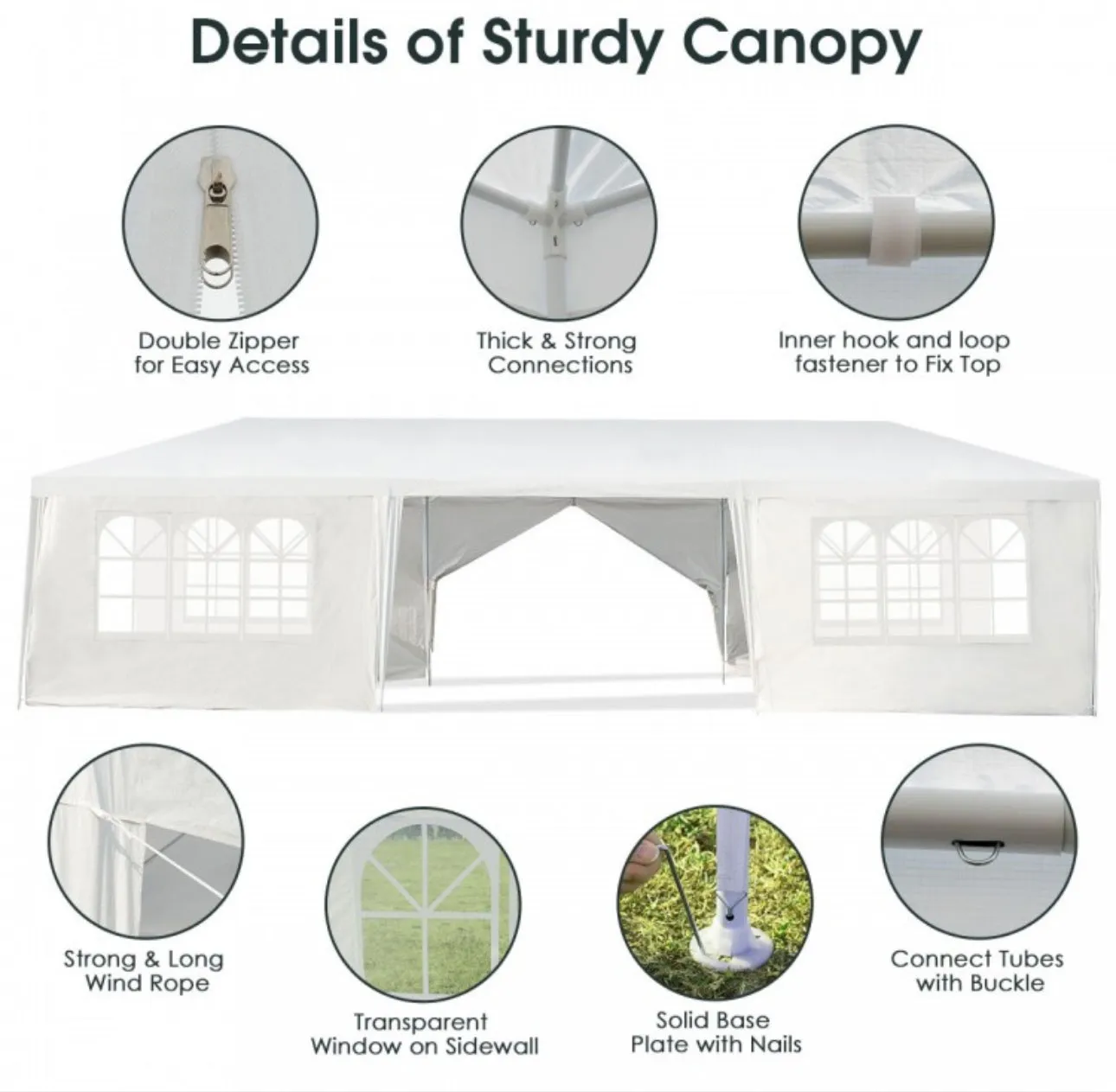 Very Cool 10x30 FT Heavy Duty Outdoor Canopy Tent With 6 Removable Sidewalls | 2 Doorways | Transparent Windows | Spacious | Patio