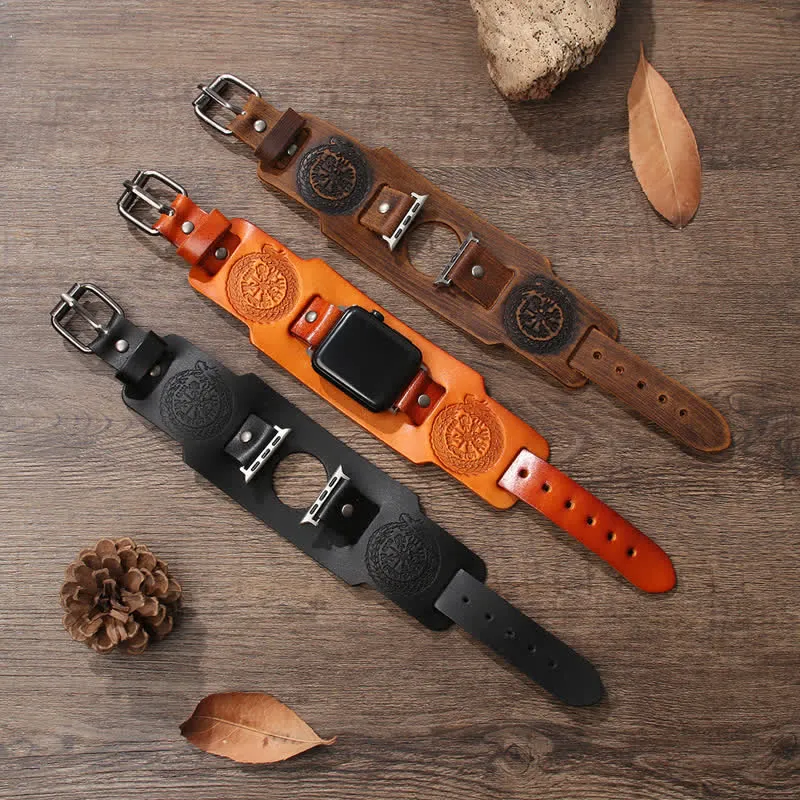 Viking Compass Dragon Totem Leather Watch Band