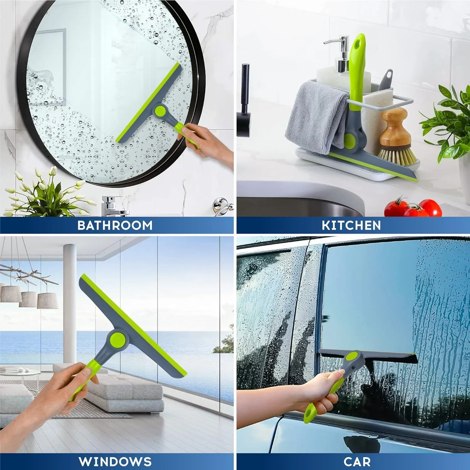 Zidello Foldable Wiper with Lock – Multipurpose Window & Mirror Squeegee Tool